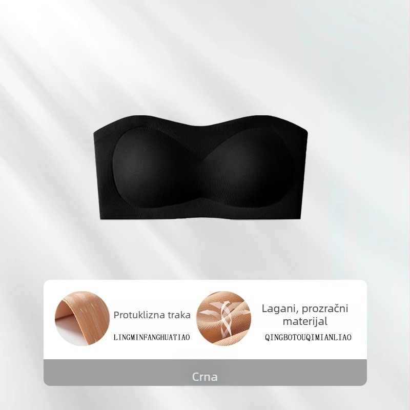 Bez naramenica i bez leđa shapewear grudnjak – najlon, 3/4 košarice, tanke modelirane košarice, protuklizno