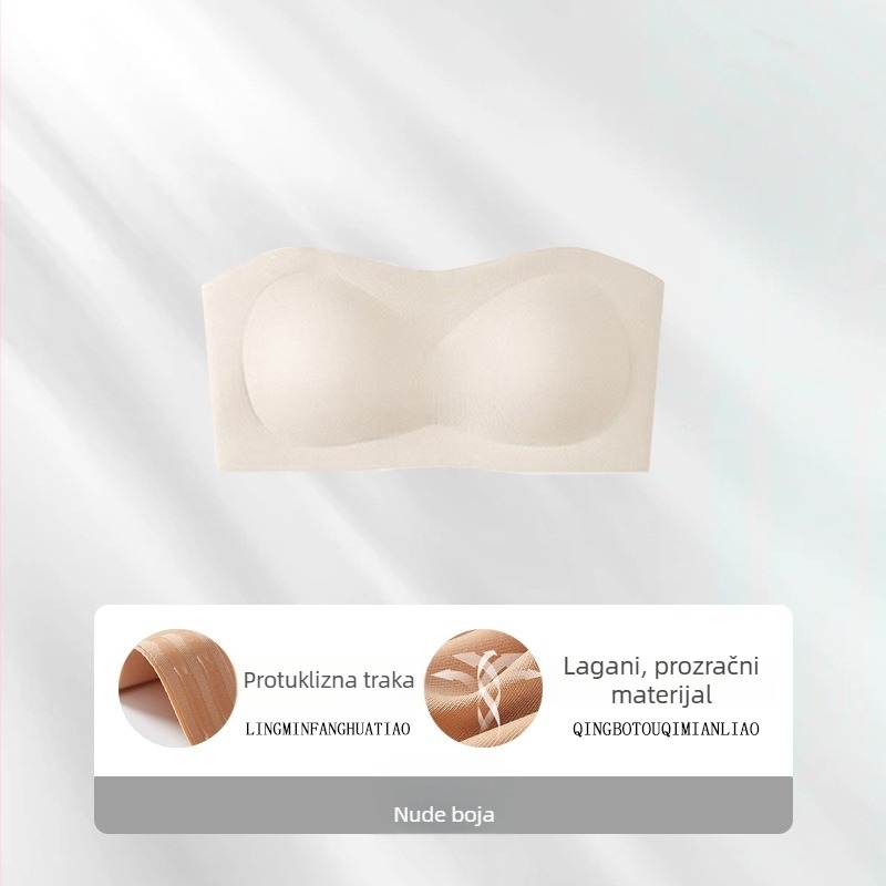 Bez naramenica i bez leđa shapewear grudnjak – najlon, 3/4 košarice, tanke modelirane košarice, protuklizno