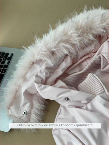 Bunda s kapuljom od perja, Y2K stil za elegantnu svakodnevicu (81–85% sadržaja perja, bijelo patka perje, poliester tkanina, kapuljača, duljina 50–65 cm)