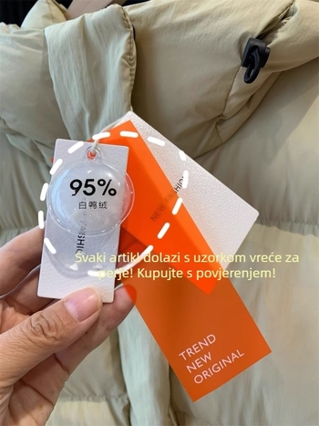 Ženska jakna s kapuljačom, od najlona, punjenje od patke >91%, 201–300 g punila, slim fit, zima 2023