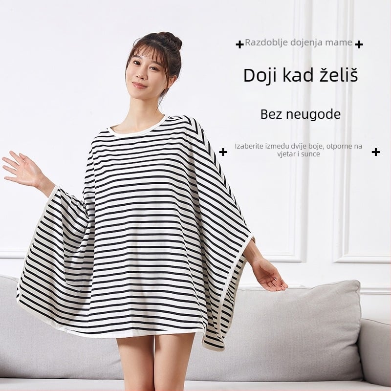 Pamuk pokrivalo za dojenje s otvorom, prugasti uzorak, 90–95% pamuk