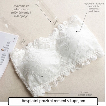 Beznaramenični čipkasti grudnjak za žene – zatvaranje s tri reda kopči, glavni materijal Nylon/Nylon 85%, dizajn leđa, donje rublje