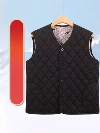 Muška pamučna vest s flis podstavom, punjenje od pamuka, slobodan kroj, bočni džepovi