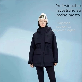 Ženska jakna s downom od patke, 86–90% sadržaj downa, kapuljača, zip, najlonski vanjski materijal