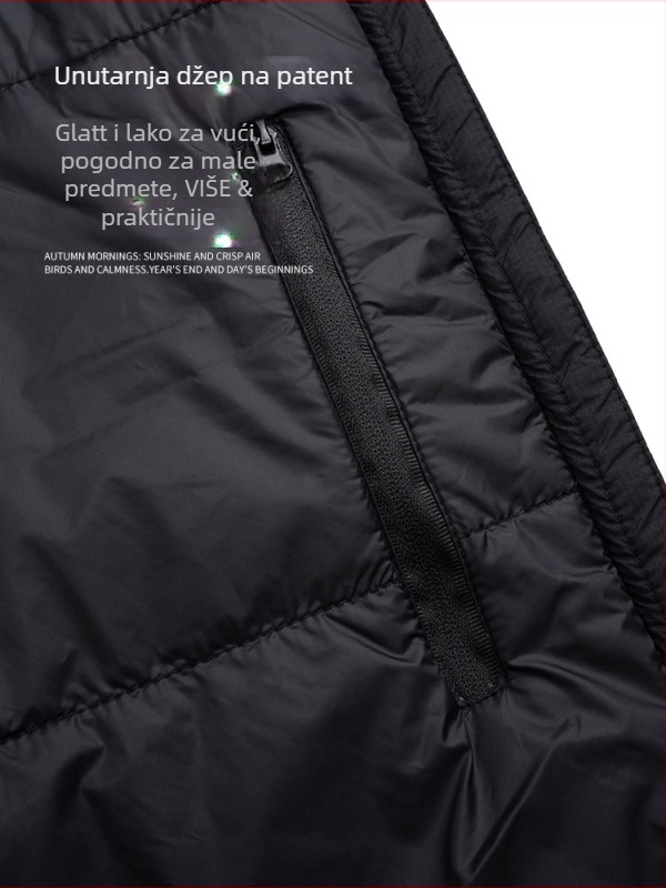 Nylon prsluk s punjenjem od poliestera, labav kroj, džepovi sa zatvaračem, zimska verzija 2025