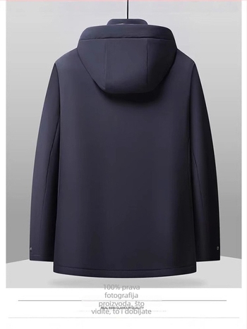 Muška puffer jakna s kapuljom, zimska jakna, punjena bijelim patkama perjem, 550 punjenja, 50–75 g punjenja, vanjski materijal najlon/spandeks