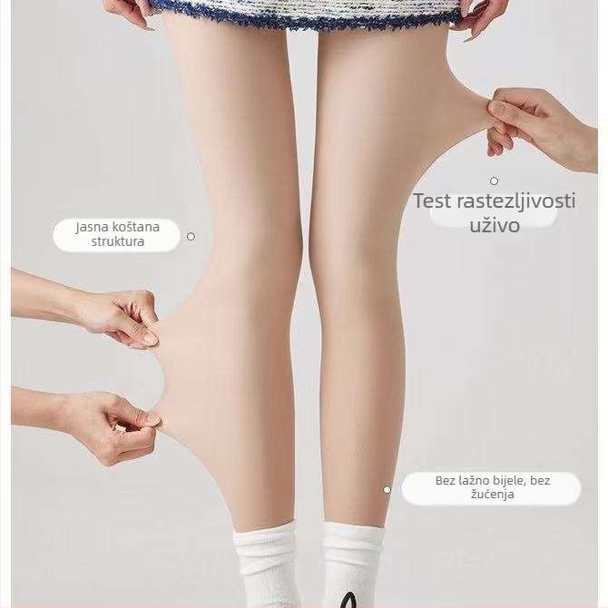 Baonasi ženske čarape za jesen/zimu, dojam golih nogu, flis podstava, baršunaste legice