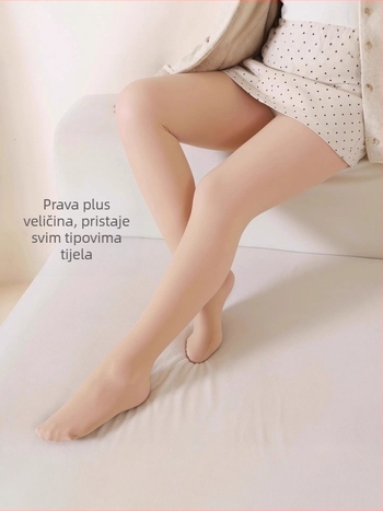 Ženske pantyhose s efektom golih nogu, plus veličina, proljeće–jesen, sjajan nude završetak, protuklizni, debele za jesen-zimu