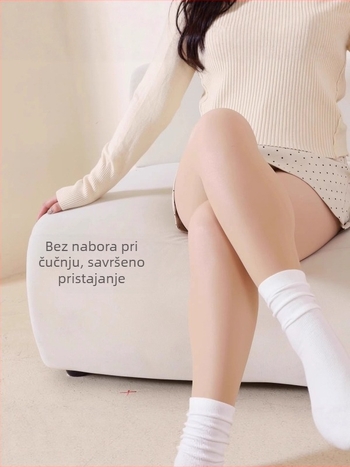 Ženske pantyhose s efektom golih nogu, plus veličina, proljeće–jesen, sjajan nude završetak, protuklizni, debele za jesen-zimu