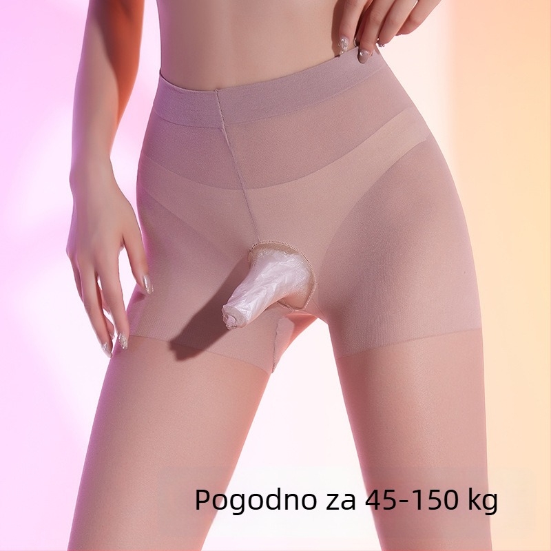 Plus veličine muške najlonke s otvorenim preponama, bezšivne, crne, seksi, ultra tanke, prozračne, za ljeto