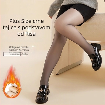 Plus-size prozirne legging s flis podstavom za žene, prozirne hlače u jednom komadu, efekt golih nogu