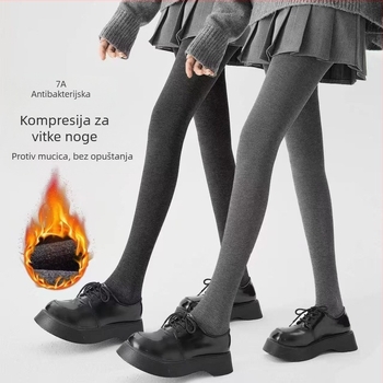Hulahopke od pamuka s vertikalnim prugama i fleece iznutra, debele za proljeće, jesen i zimu; tople ženske japanskog stila legginge s blagom kompresijom