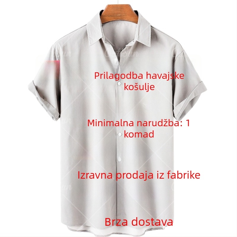 Košulja s 3D otiskom, prozračan poliester, kratki rukavi, široki kroj