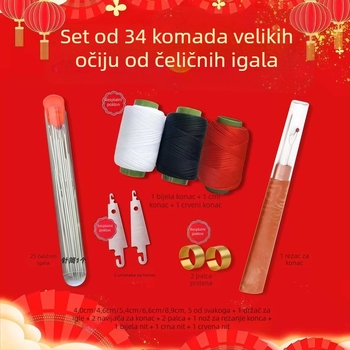 Set igala za pletenje, 34 dijela, prijenosni džepni stil, nehrđajući čelik