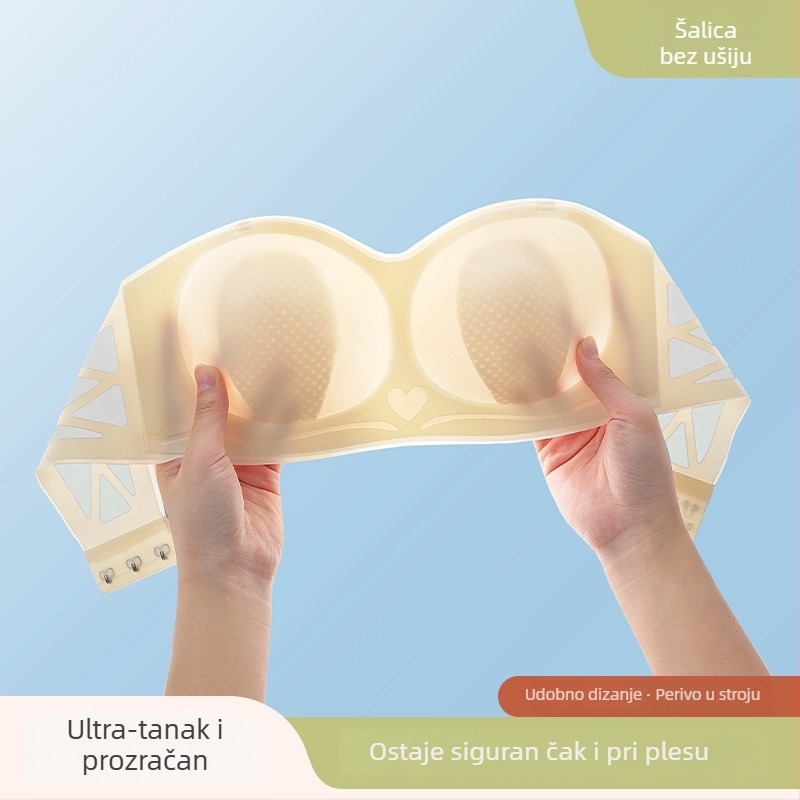 Ženski grudnjak od najlona bez naramenica, košarice u obliku zečjih ušiju, tanke oblikovane šalice, odvojive dvostruke naramenice