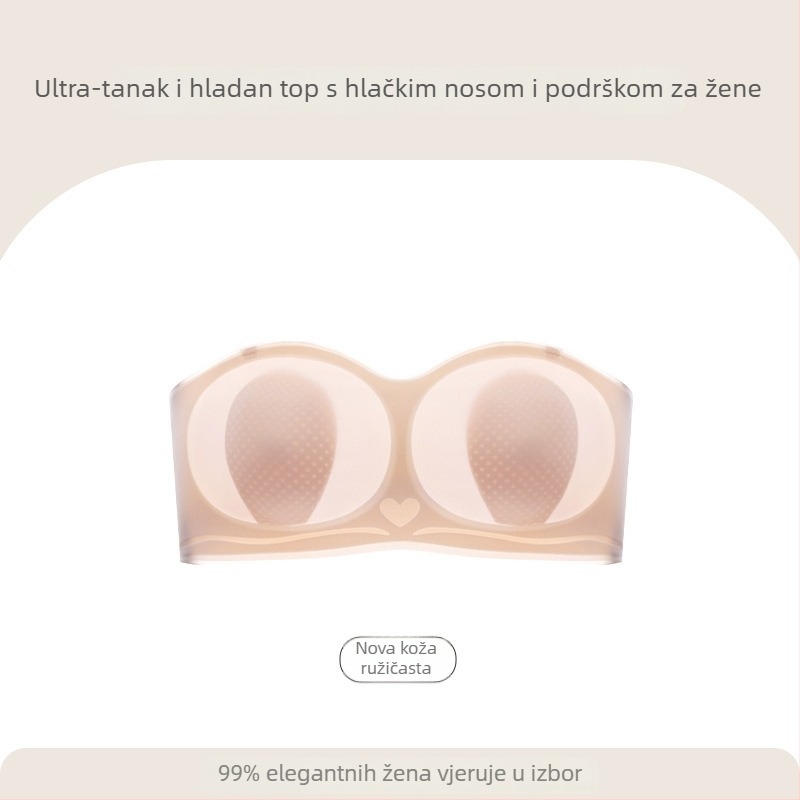 Ženski grudnjak od najlona bez naramenica, košarice u obliku zečjih ušiju, tanke oblikovane šalice, odvojive dvostruke naramenice