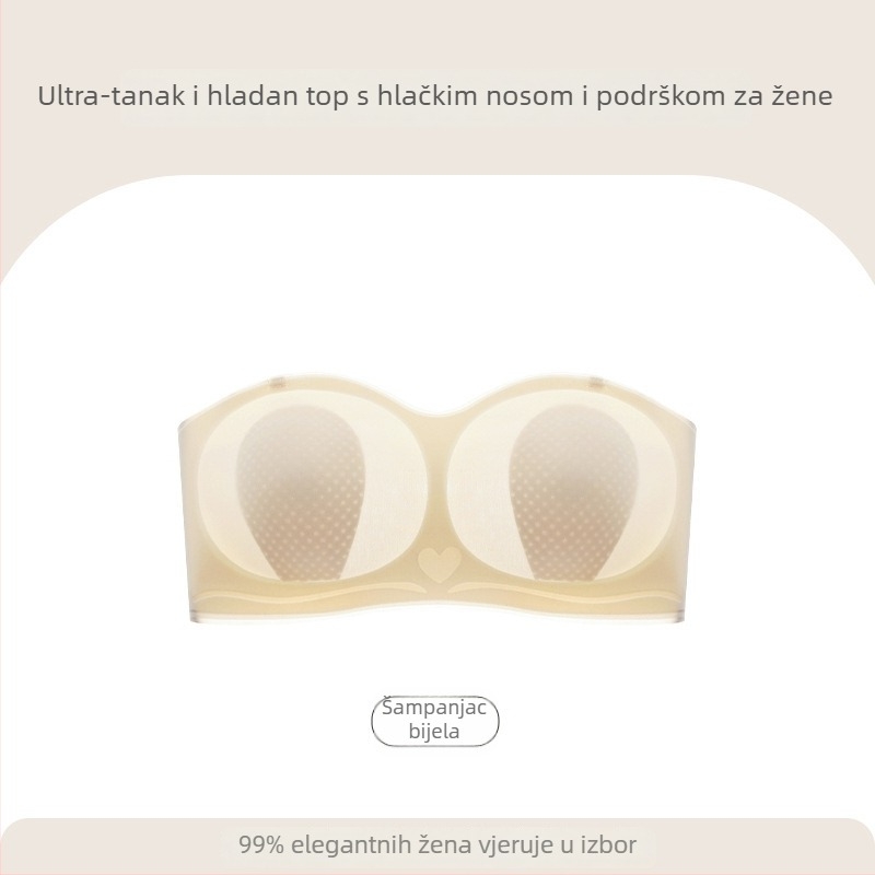 Ženski grudnjak od najlona bez naramenica, košarice u obliku zečjih ušiju, tanke oblikovane šalice, odvojive dvostruke naramenice