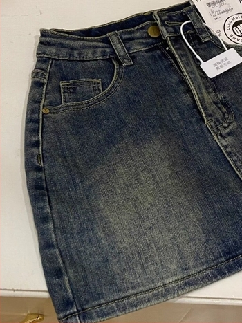 Ženska traper suknja, visoki struk, elastična, A-linija, pamuk-poliester smjesa, jesen 2025