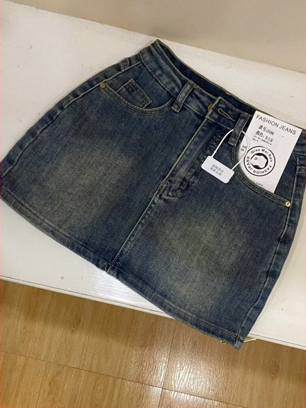 Ženska traper suknja, visoki struk, elastična, A-linija, pamuk-poliester smjesa, jesen 2025