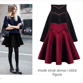 Tutu suknja s visokim strukom, kratka, plisirana, poliester 95%+, gradski stil