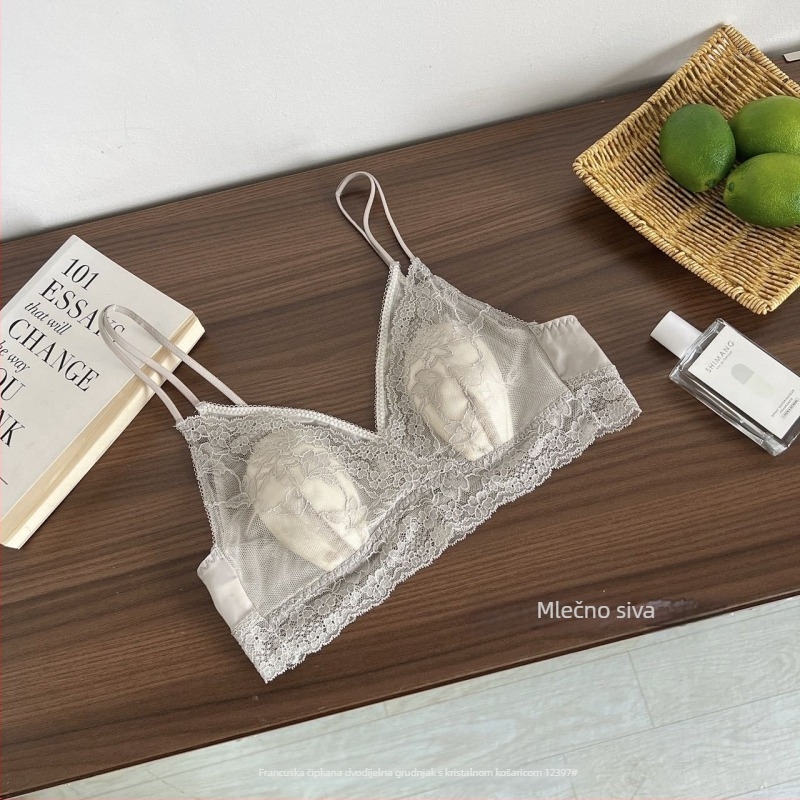Čipkasti grudnjak s kristalnim čašicama, tube top stil, seksi push-up, lijep leđa, za žene