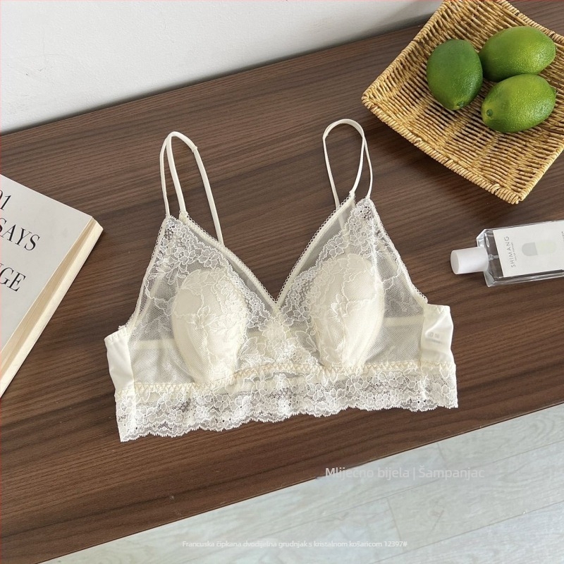Čipkasti grudnjak s kristalnim čašicama, tube top stil, seksi push-up, lijep leđa, za žene