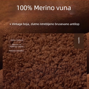 Ženski kaput od ovčje vune i velura, srednje duljine, dugi rukavi, zima 2025
