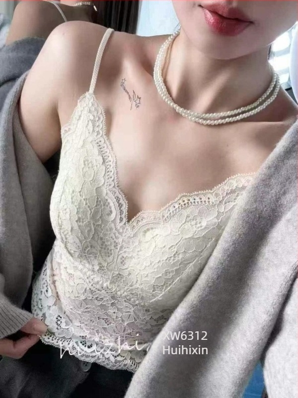 Čipkasti top za donji veš s jastučićima za grudi, francuski stil, otvoren leđa, uski kroj