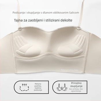 Bešavni grudnjak za žene, bez naramenica, oblikovanje bočnih grudi, 3/4 košarica, najlon materijal