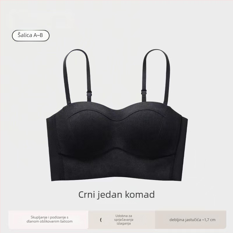 Bešavni grudnjak za žene, bez naramenica, oblikovanje bočnih grudi, 3/4 košarica, najlon materijal