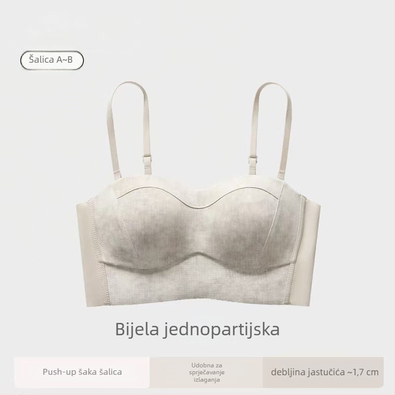 Bešavni grudnjak za žene, bez naramenica, oblikovanje bočnih grudi, 3/4 košarica, najlon materijal
