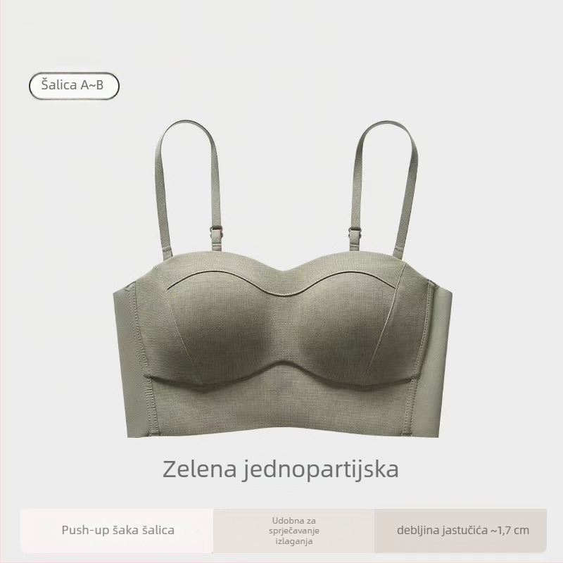 Bešavni grudnjak za žene, bez naramenica, oblikovanje bočnih grudi, 3/4 košarica, najlon materijal