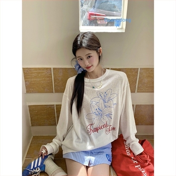 Top za zaštitu od sunca s dugim rukavima, slobodan kroj, pamuk-poliester tkanina, UPF 30+, srednja duljina, ljeto 2025