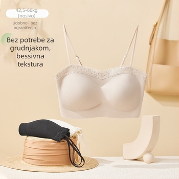 Najlonski grudnjak-tubetop, tanke naramenice, 3/4 košarica, srednji oblik košarice, bezšivni dizajn, zaštita od izlaganja, duljina do prsa, proljeće/ljeto 2025