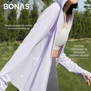 Ženska majica za UV zaštitu UPF50+, prozračna, ultra lagana, kapuljača, poliester
