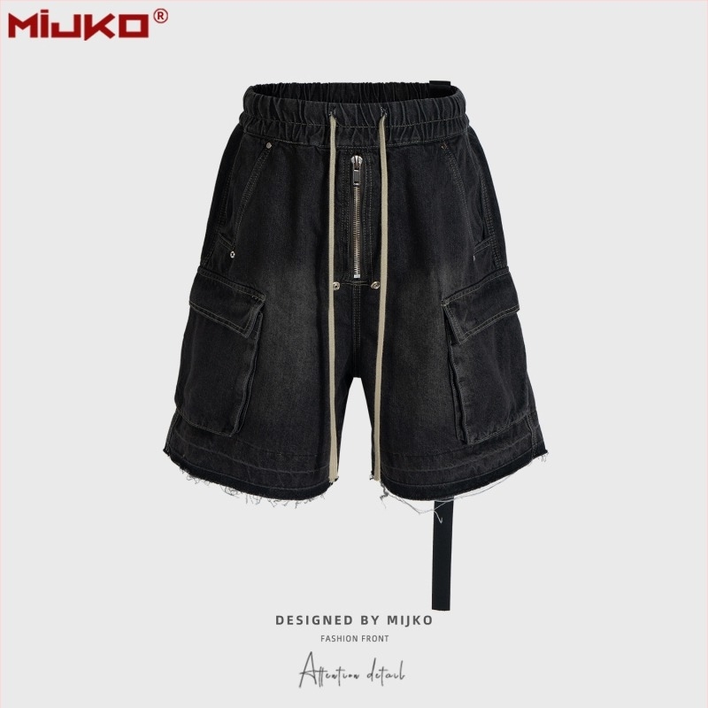 Unisex traper kratke hlače s šavom Cat Whiskers, High Street stil, više džepova, pamuk denim, ravni kroj, ljeto 2024