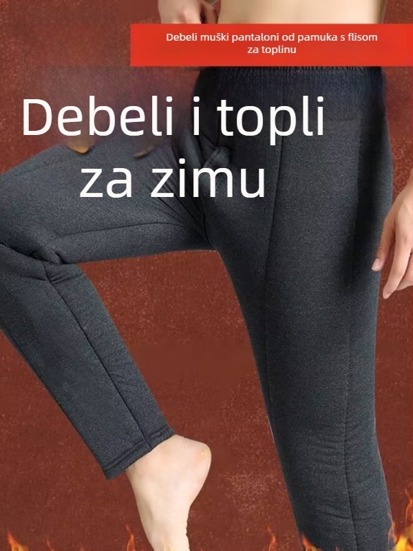 Muške zimske hlače ravnog kroja, podstavljene flisom, punilo od svile i pamuka, tkanina i podstava od umjetne kože, za posao, proljeće 2025