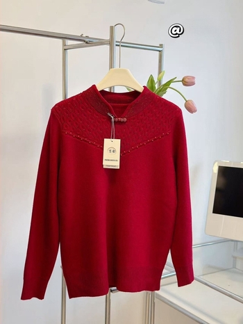 Puls od mink baršuna s uzorkom bisernog mašnog ukrasa, dugi rukavi, okrugli izrez, poliestersko-mješavina 30–50%