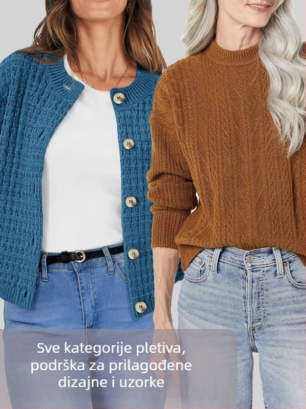 Ženski pleteni kardigan i pulover za jesen i zimu