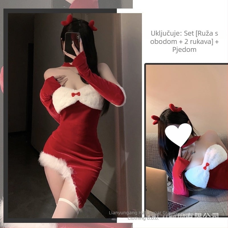 Erotični kostim zečice za djevojku – bez naramenica, prozirna mrežasta tkanina, ultra-tanki najlon, sadržaj najlona 90–95%