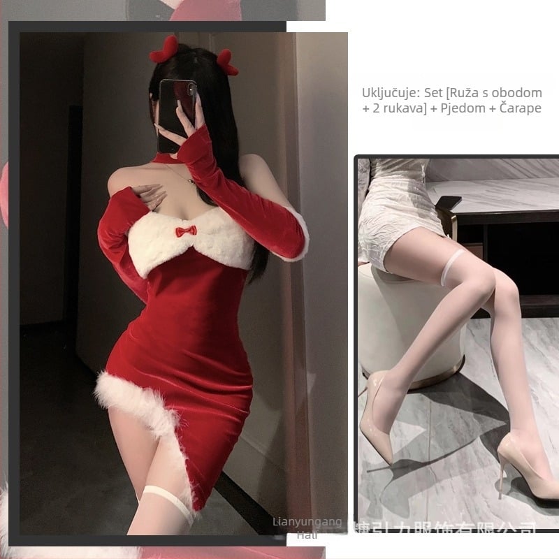 Erotični kostim zečice za djevojku – bez naramenica, prozirna mrežasta tkanina, ultra-tanki najlon, sadržaj najlona 90–95%