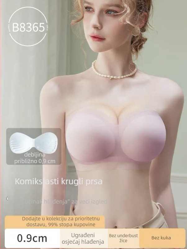 Top bez naramenica od Ice Silk – 3/4 kupa, Odvojive dvostruke naramenice, Oblik: tanak gore, debe dole, Bez čeličnog prstena