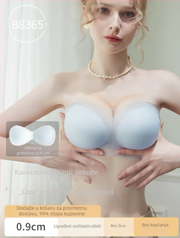 Top bez naramenica od Ice Silk – 3/4 kupa, Odvojive dvostruke naramenice, Oblik: tanak gore, debe dole, Bez čeličnog prstena