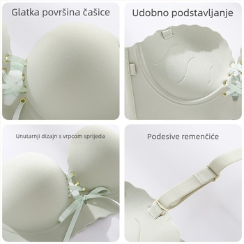 Sutien bez naramenica, protivklizni, 3/4 košarice, debeli kalup 8 cm, stražnji troredni kopči