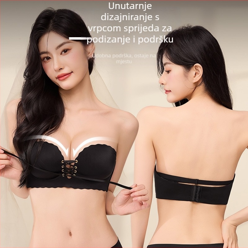 Sutien bez naramenica, protivklizni, 3/4 košarice, debeli kalup 8 cm, stražnji troredni kopči