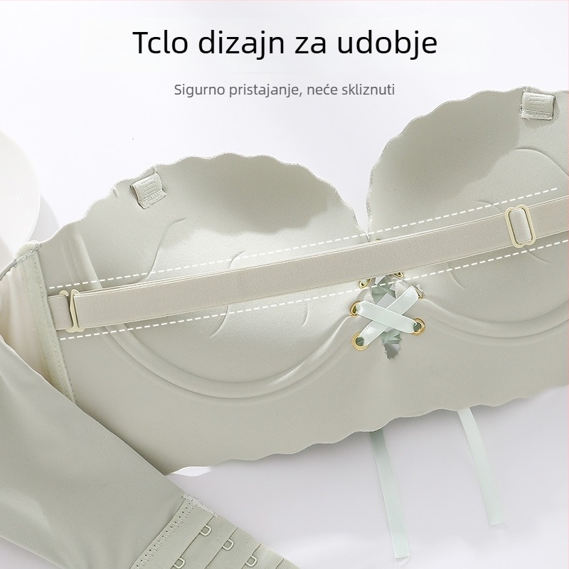 Sutien bez naramenica, protivklizni, 3/4 košarice, debeli kalup 8 cm, stražnji troredni kopči