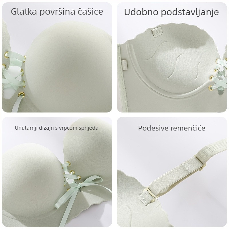 Sutien bez naramenica, protivklizni, 3/4 košarice, debeli kalup 8 cm, stražnji troredni kopči