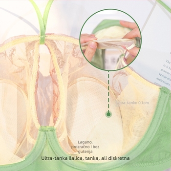 Grudnjak s halter trakama, košarice u obliku zečjih ušiju, tanke formirane košarice, glavni materijal: najlon, stražnje kopče s tri reda kopči