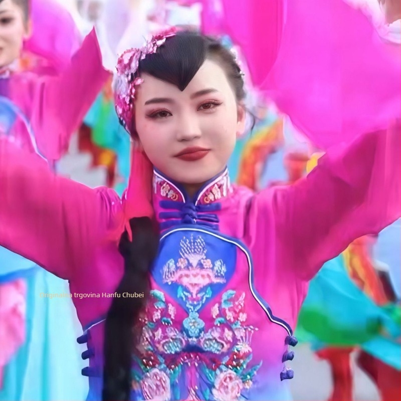 Kostim Shaanxi Yangko – chenille tkanina s Spandexom i Kapokom, unisex, za folklorni ples