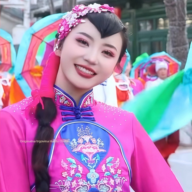 Kostim Shaanxi Yangko – chenille tkanina s Spandexom i Kapokom, unisex, za folklorni ples